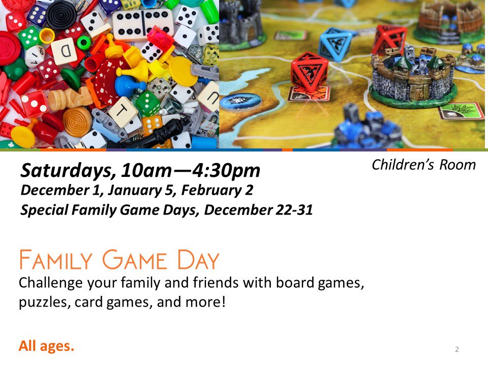 NCCDE's tweet photo. Challenge your family and friends with board games, puzzles, card games, and more! All ages. December 22-31 (excluding 23&24). Library Hours. #KirkwoodLibrary https://t.co/genk8JOz6v