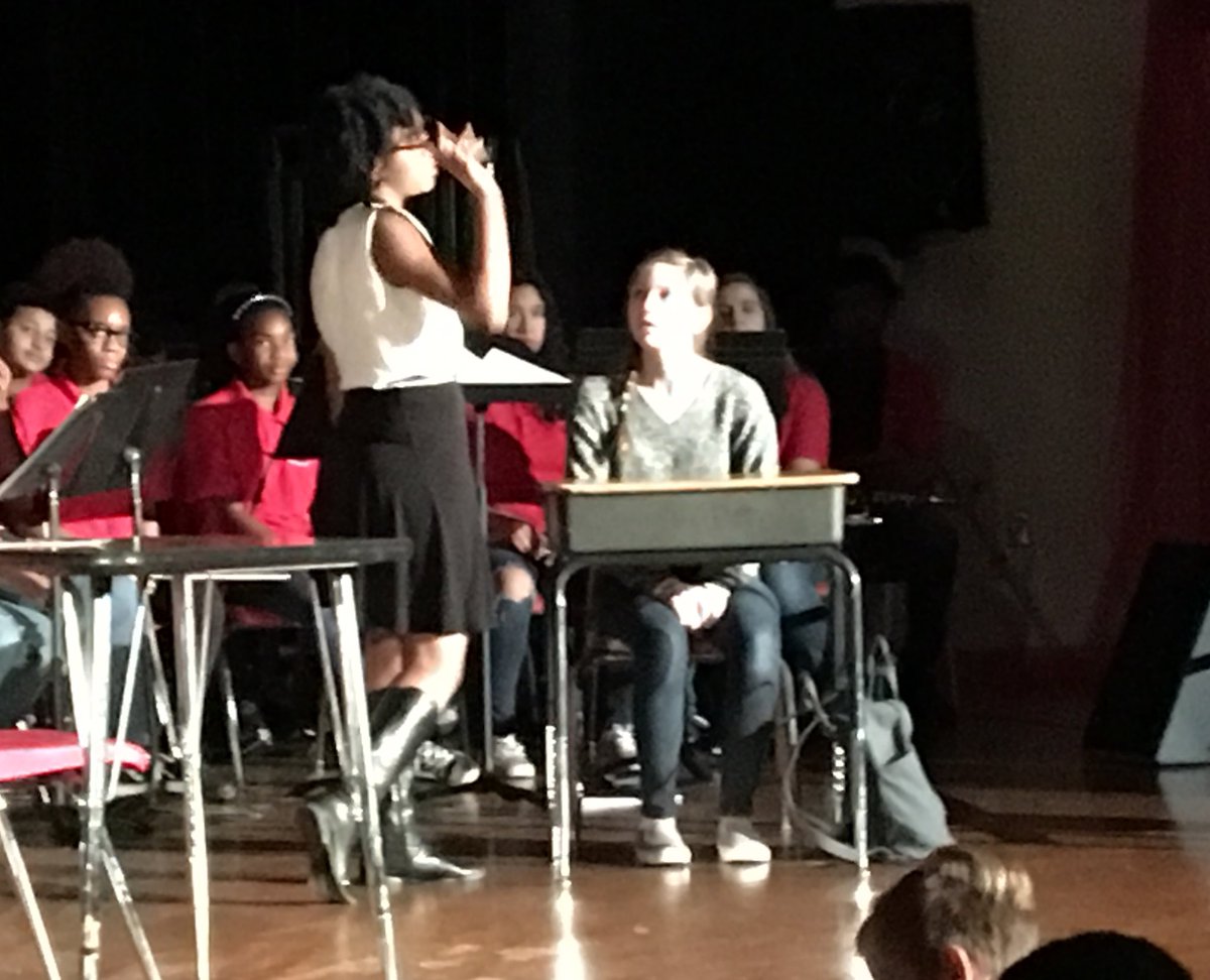 JTruebloodCCPS's tweet photo. Winter assembly showcasing the talented performing arts department. What a treat for the students! https://t.co/pO2fEQPxlG