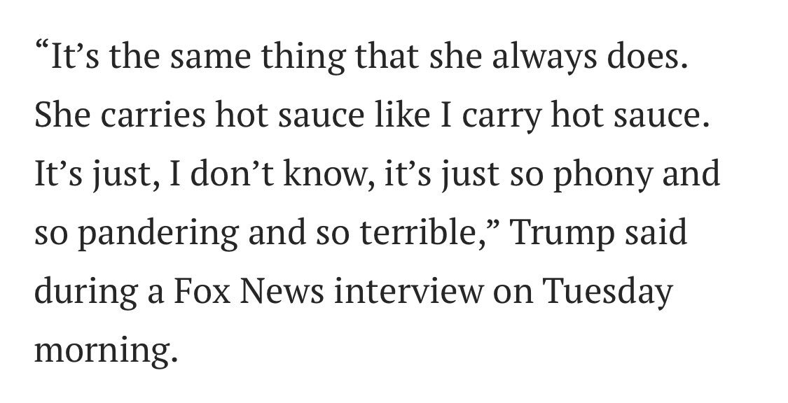 The history of Hillary Clinton discussing her love for hot sauce (& that she keeps it in her bag) was pointed out after left-wing (later joined by Fox & Trump) critics said she was pandering to black voters by answering a question about what she keeps in her bag with “hot sauce.”