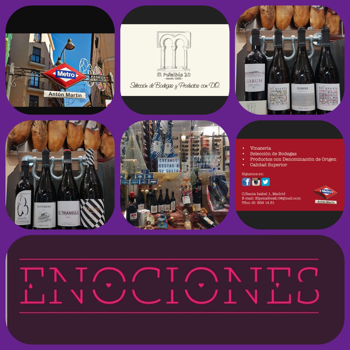 EnocionesW's tweet photo. Estas Navidades todos los que os acerqueis a esta magnífica tienda gourmet en el centro de Madrid y que digáis vais de parte de Enociones tendréis un 5% de Descuento en todos los productos de la tienda!
Feliz Navidad!🎄🎅 https://t.co/ncp3YuFnkc