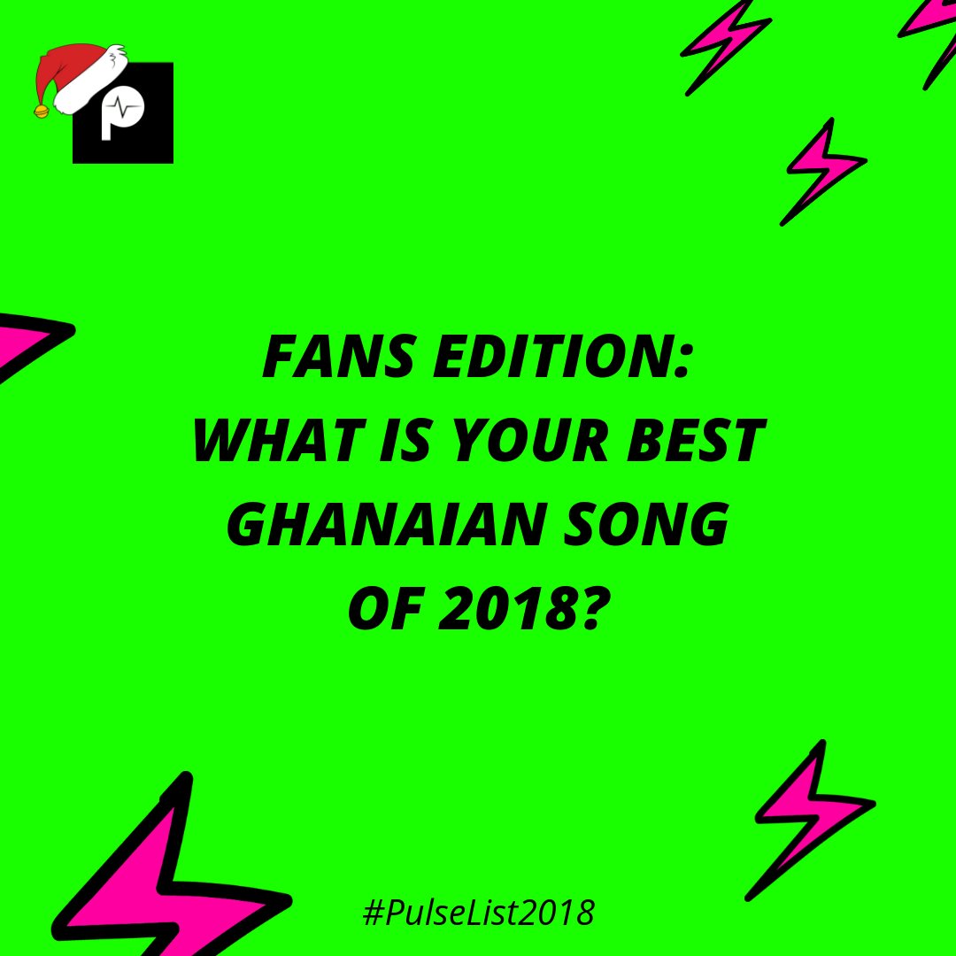 PulseGhana's tweet photo. What Ghanaian song made your 2018 music playlist fun to listen to? Tell us.👇👇

#PulseGhana #PulseList2018 #PulseFansList2018 https://t.co/aEyX7nD711