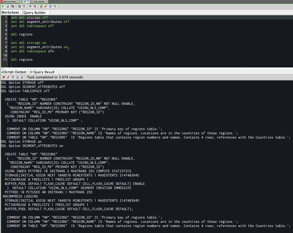 thatjeffsmith's tweet image. Did you know?

SET DDL ... 
thatjeffsmith.com/archive/2016/0…

#oracle #sqldev #sqlcl #ddl