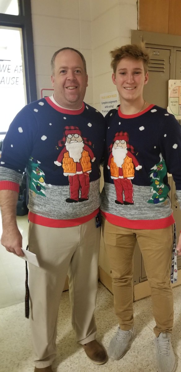 Ugly Christmas sweater twinning!