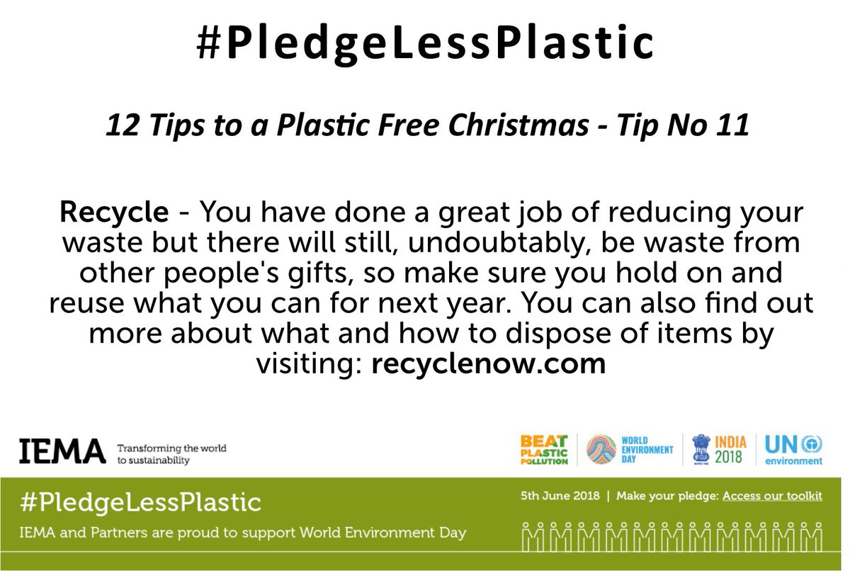 ISEPglobal's tweet image. On the run up to Christmas, we&apos;ll be sharing our twelve tips to a #PlasticFree Christmas! Here is tip number eleven...recycle! #PledgeLessPlastic #Plastic #plasticpollution #Recycle