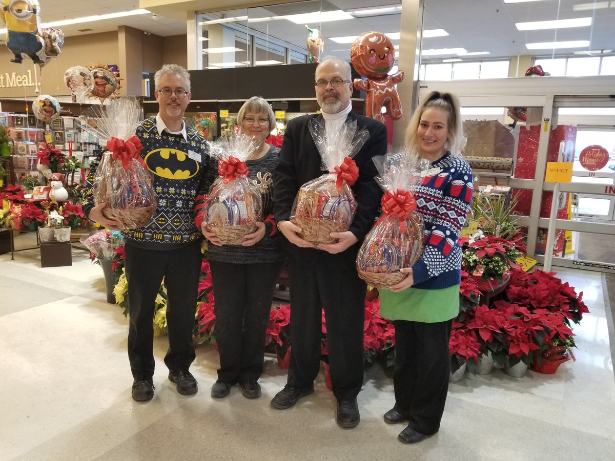 TP_Concordia90's tweet photo. Thank you to @Sobeys #SobeysReendersWpg for sharing the holiday magic with @ConcordiaFound this Christmas with beautiful gift baskets of goodies for our staff holiday event today! Thank you staff and management from your neighbours at Concordia. https://t.co/k0hZQH8w3I