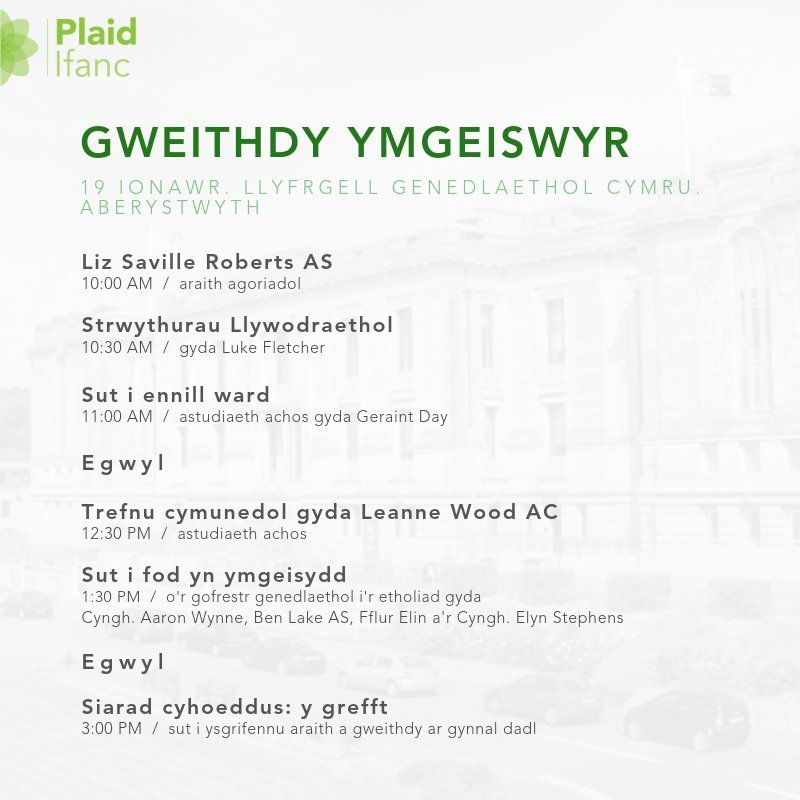 Diddordeb cynrychioli eich cymuned, sefyll fel ymgeisydd neu ymgyrchu ar lawr gwlad? Dewch i weithdy ymgeiswyr <a href="/plaidifanc/">Plaid Ifanc 🏴󠁧󠁢󠁷󠁬󠁳󠁿</a> ar 19 Ionawr yn Aberystwyth. Ar agor i bawb rhwng 14-30 sy'n aelod o Blaid Cymru. Telir eich costau teithio a llety.
Cofrestrwch yma: goo.gl/forms/50lg8YBn…