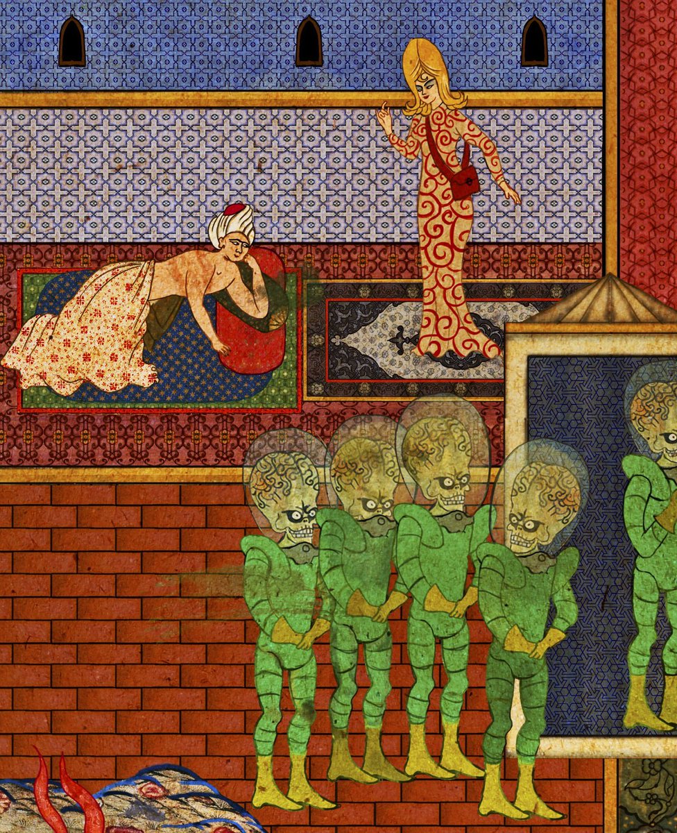 Tim Burton's "Mars Attacks!"in Ottoman  #miniature style by  @_Muratpalta
