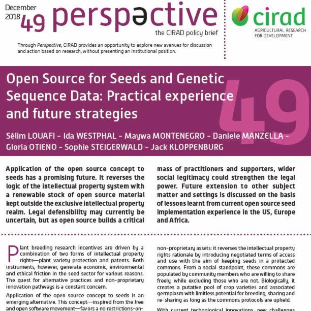 Cirad's tweet image. #opensourceseed 🌱🧬

What if the concept of #opensource was applied to seeds and genetic sequences data?
This new issue of Perspective presents practical experience and future strategies

👉🏽 bit.ly/2LuW3AU