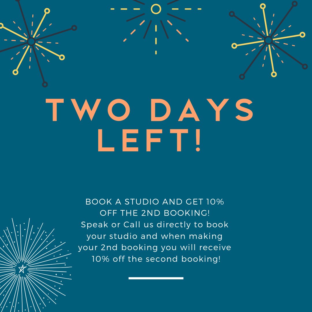 Yep, not long to go before this offer ends. Get planning and get booking. 
Call us now on 0207 388 9090. 

#christmasoffer #deal #offer #studiohire #rehearsalhire #roomtohire #rehearsalspace #rehearsal #dancing #camden #partnerwork #jazz #pilates #health #fitness #burlesque