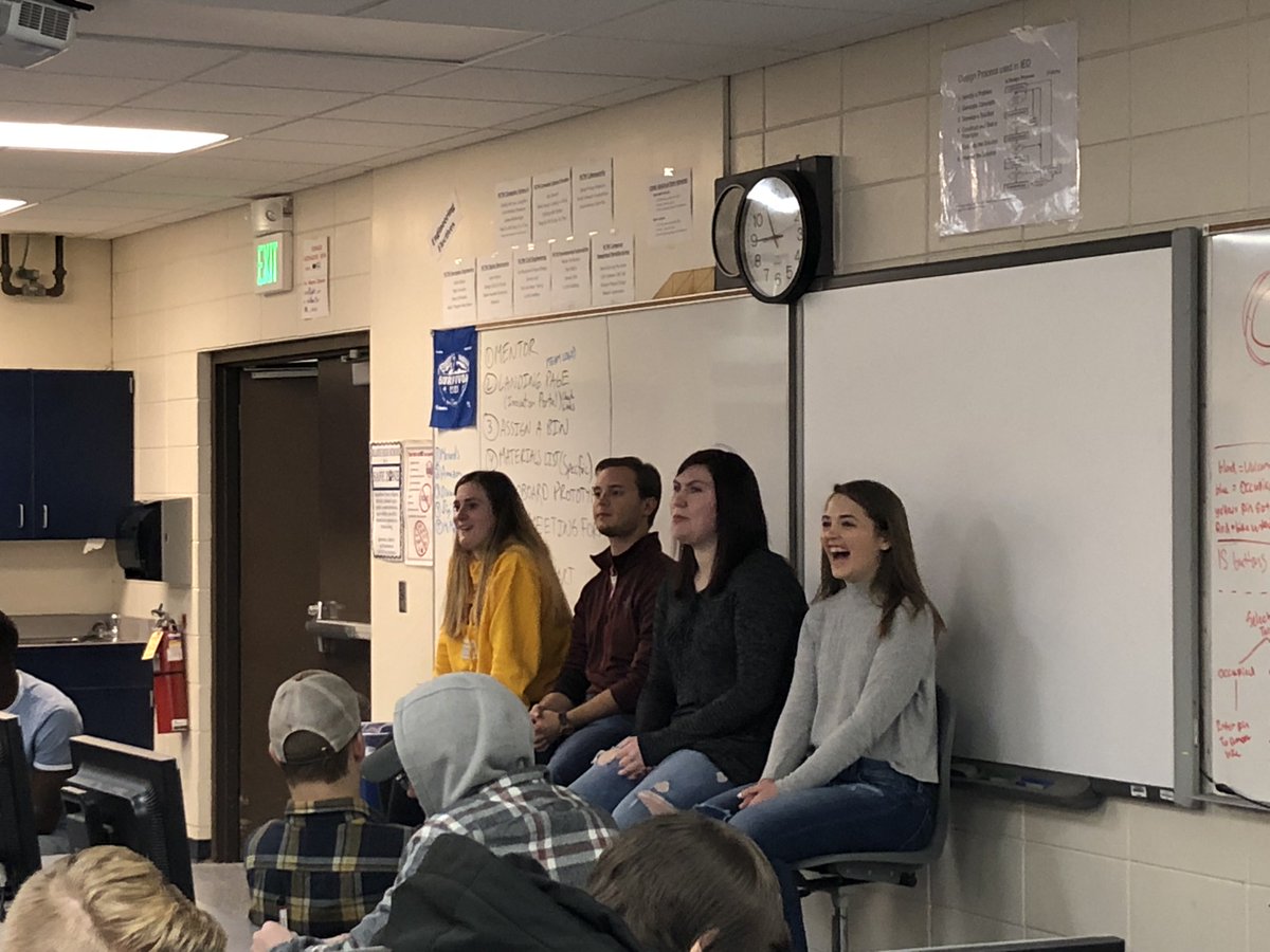 Former CEMS students sharing their wisdom with the senior Engineering Design and Development class.