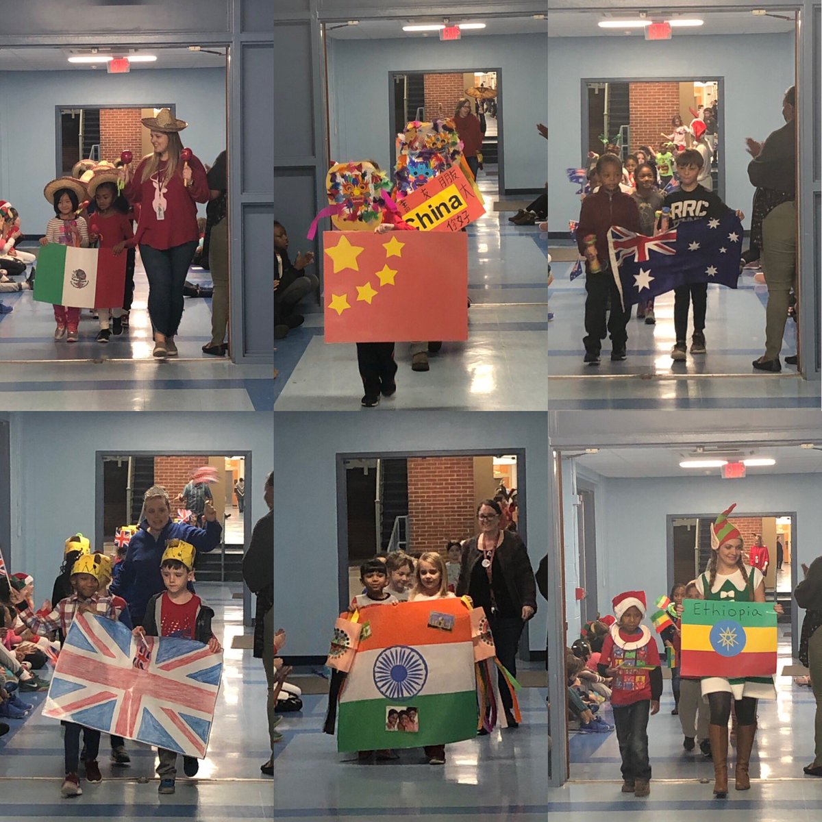 kate_fedich's tweet photo. Holiday cultural parade for our @HunterPrincipal first graders was the best yet today! Children have loved learning about different countries and their holiday traditions! #eachchildeveryday https://t.co/JpOI2ZTTNO