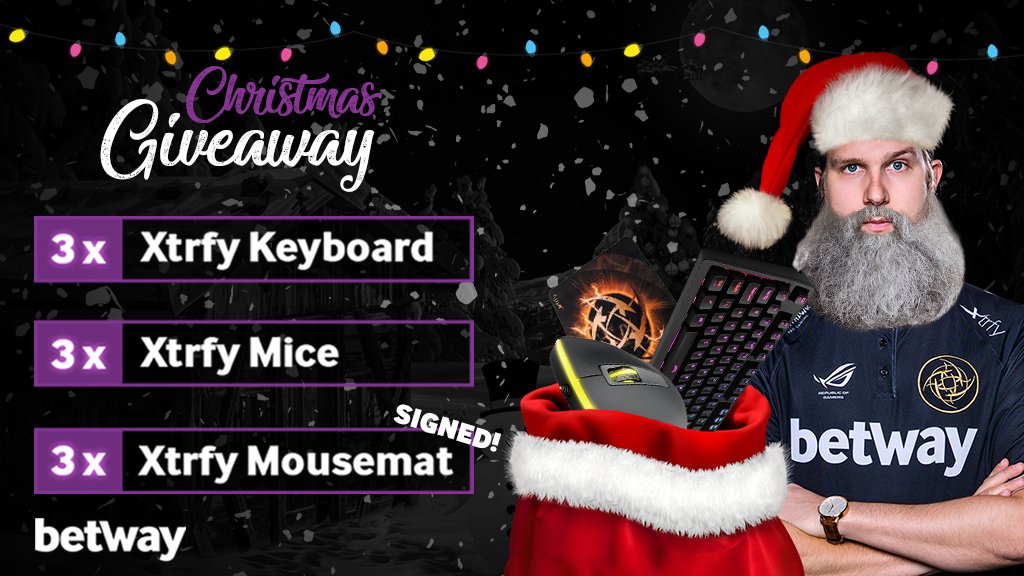 BetwayCSGO's tweet photo. 🎄 CHRISTMAS GIVEAWAY TIME!!! 🎄

Enter our brand new xmas giveaway where three lucky people will win a @Xtrfy bundle including a K2-RGB Keyboard, M1 Mouse and a signed @NiPGaming mousepad! 

18+ | Enter here: https://t.co/Szd58eZrHO https://t.co/7zN3bZb2j1