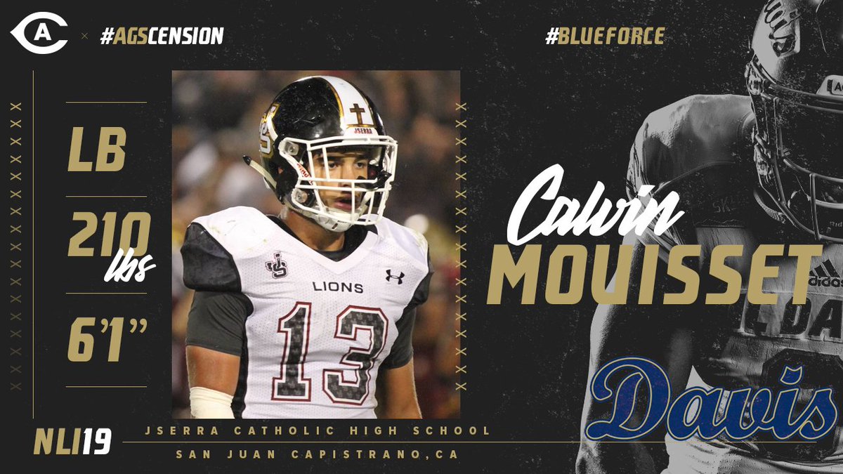 UCDfootball's tweet photo. Our first NLI is official... welcome to the @UCDfootball family, Calvin!

#UCDavisNLI #GoAgs #AGScension #UncommonEngineering #Shredville #BlueForce #BigSkyFB https://t.co/EMqZkOI6KZ
