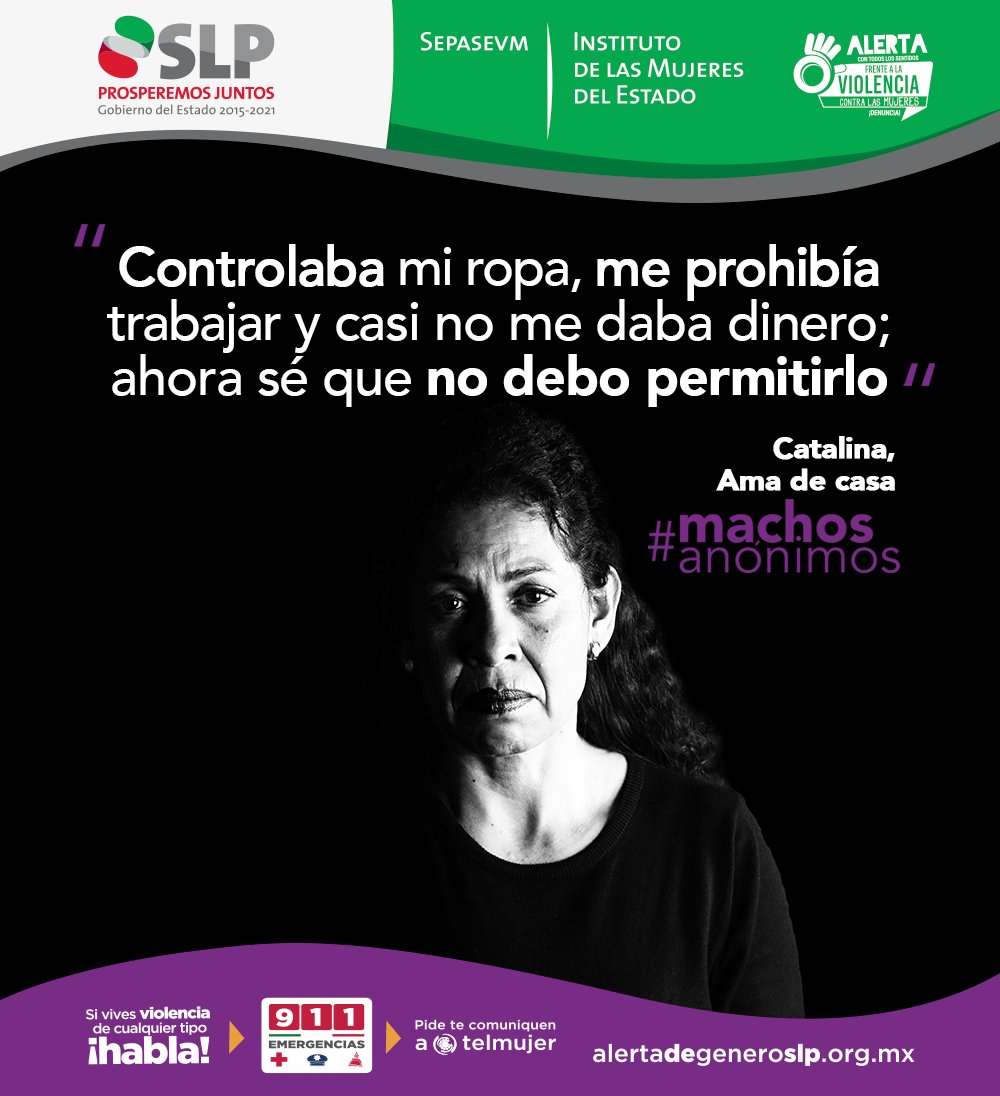 semujeresslp's tweet photo. No podemos cambiar el pasado, pero sí crear desde el presente un futuro sin violencia machista.
#MachosAnónimos
Si vives violencia de cualquier tipo ¡habla! 911.
#EstamosEnAlerta y #Reeducando
#ConTodosLosSentidos https://t.co/tM9fGd1TzG
