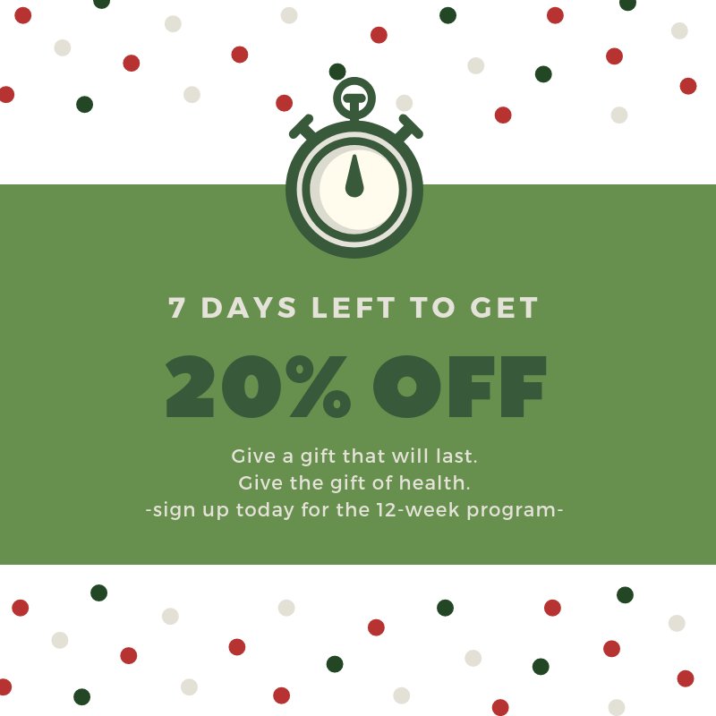 NutritionAN's tweet photo. Just one week left to take advantage of 20% off of your 12-week #HealthyLiving #WeightLoss class! For just the price of a #latte per day, you could be on your way to your healthiest self yet! https://t.co/qaGj0upvkR #newyear #newyeargoals #newyearresolutions #newyearnewyou https://t.co/2PLy29JqVp