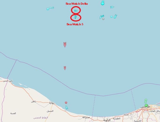 VinnieVegaPF's tweet photo. Mentre #OpenArms, as usual, ha fatto perdere le sue tracce AIS da ieri, #SeaWatch3, a 50 NM dalle coste libiche, ha messo in mare il suo RHIB #SeaWatchDelta: esercitazione in corso o è già iniziata la pesca d’altura? 🤔🤔🤔 https://t.co/rJcrQpcTUq
