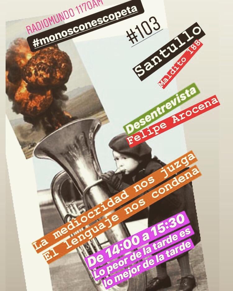 monosconescopeta (@monosescopeta) on Twitter photo Lo peor de la tarde es lo mejor de la tarde
De 14:00 a 15:30, por <a href="/radiomundo1170/">Radiomundo 1170 AM</a>
#monosconescopeta #maldito188 #desentrevista Lo peor de la tarde es lo mejor de la tarde
De 14:00 a 15:30, por <a href="/radiomundo1170/">Radiomundo 1170 AM</a>
#monosconescopeta #maldito188 #desentrevista