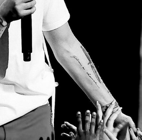 louistsundays's tweet image. 📲 inst_inked em outra publicação no instagram: "Louis Tomlinson do One Direction no palco.. com minhas tatuagens #dagger #givenachance #smileyface"

(19 de dezembro de 2018)