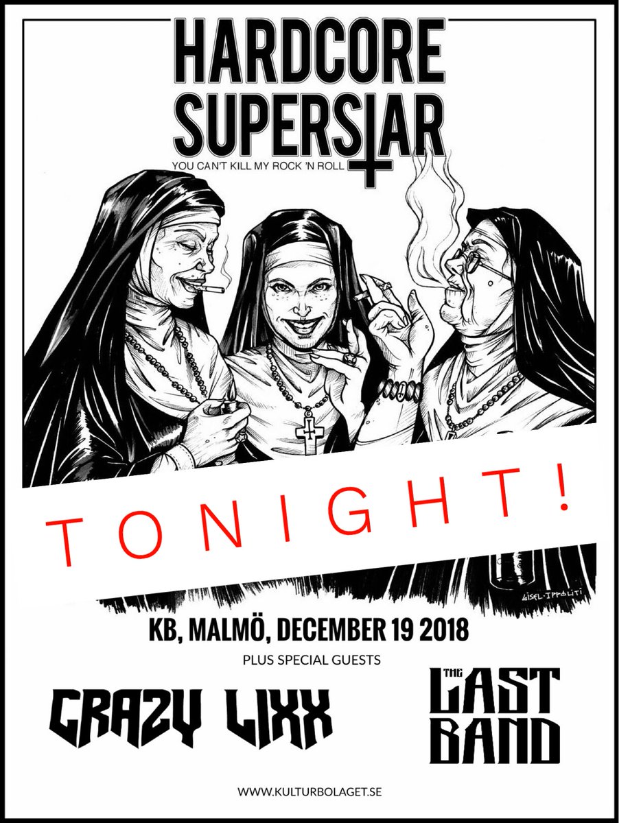Malmö Roll Call !!
Tonight we take on <a href="/Kulturbolaget/">Kulturbolaget</a> with <a href="/CrazyLixx/">Crazy Lixx</a> and <a href="/LastBand/">The Last Band</a> 
It’s gonna be one Hell of a party... Are you ready!! 👊🏼💥

#hardcoresuperstar 
#youcantkillmyrocknroll