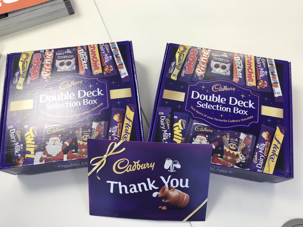 Thanks to Alex for our lovely <a href="/CadburyUK/">Cadbury UK</a> selections boxes! Won’t last long in our office! #christmas #present #chocolate #cadbury #rd #fiscalerdtax #taxcredits #santa #december #wednesday #office #selectionbox #doubledeck