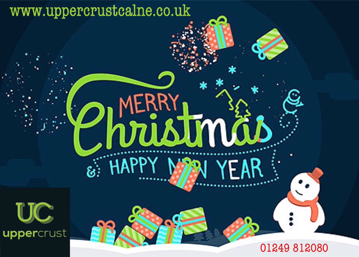 UpperCrust11's tweet photo. Upper Crust would like to wish you a Merry Christmas &amp; Happy New Year &amp; thank you for your custom throughout 2018!

Please note our Christmas shutdown is from Friday 21st December @ 3pm &amp; we re-open on Monday 7th January @ 6am 

We look forward to feeding you all again in 2019! https://t.co/vQvOoWEFHp