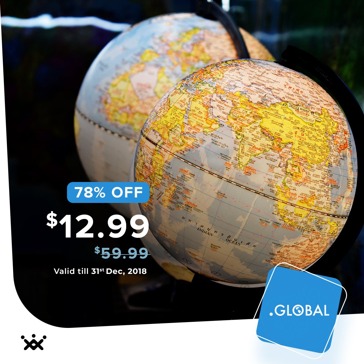 ResellerClub's tweet photo. Make a way for your customer's business in the global market with a #dotGlobal domain extension at just $12.99! #domainpromos #domains @dotglobal https://t.co/GhCkUIt4cC https://t.co/9VA4eJWqUh