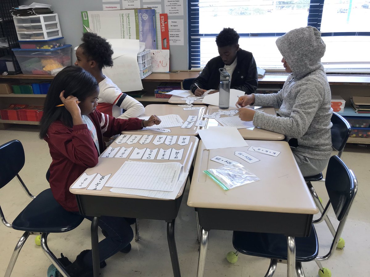#mathstations in middle school! Ms. Michael’s students are reviewing #expressions. I’m hearing lots of #StudentDiscourse @asflmagnet @AmstiUAH #AMSTIworks @AlabamaDeptofEd @jennilynn08