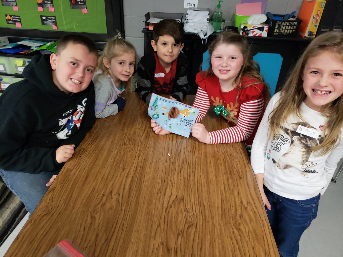 MrJGugel's tweet photo. Success! Love my calling! We synergized together and created cards for our community! Thank you for allowing my crazy dream to come to life! K-4 mixed groups schoolwide! #wearewillard #whywillard #STEAM #ChristmasCard @AmandaHambey @wn_tigers https://t.co/U21xBoof6K