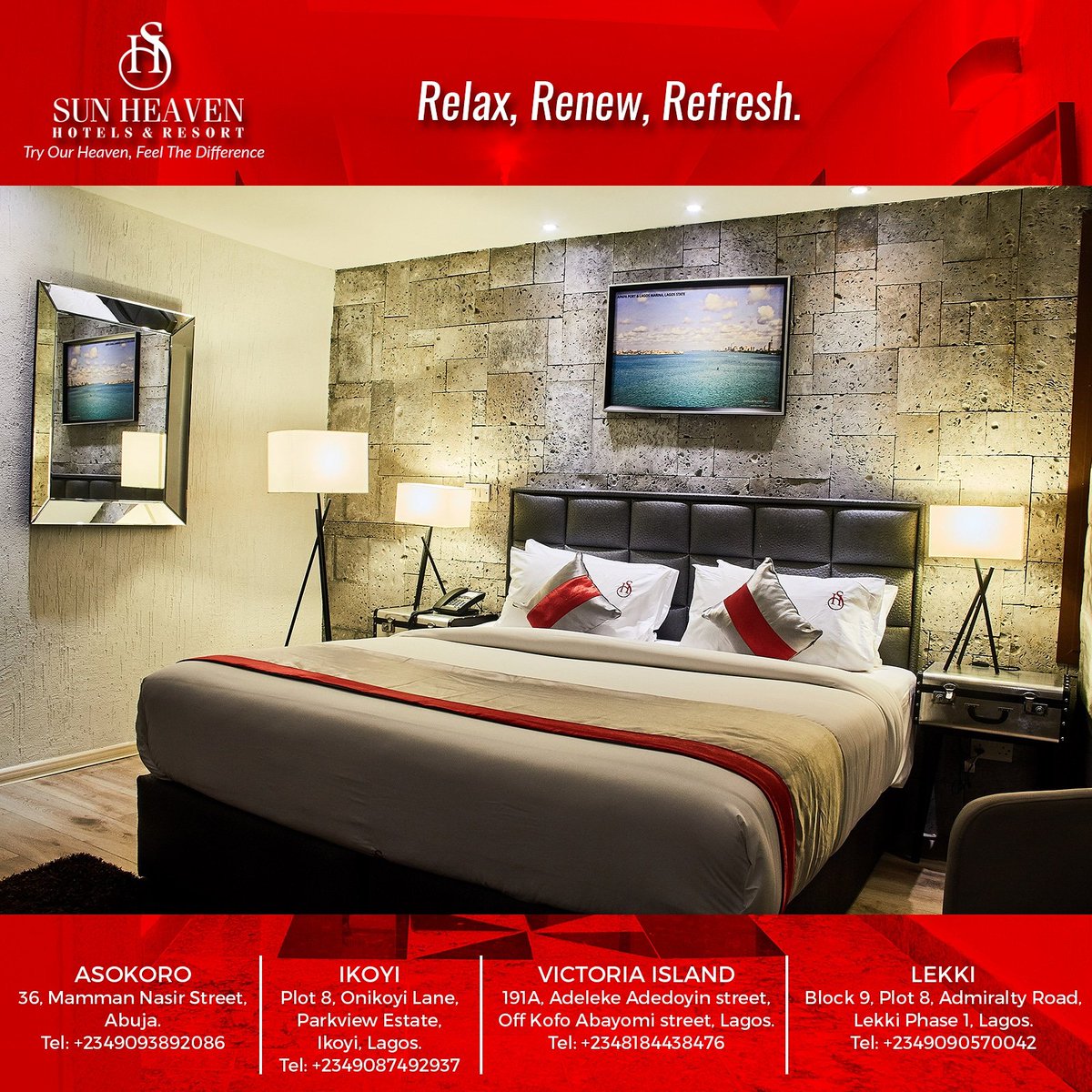 Sunheavenhotel's tweet photo. Relax, Renew, Refresh.
ASOKORO - +2349093892086
IKOYI - +2349087492937
VICTORIA ISLAND - +2348184438476
LEKKI - +2349090570042
Info@sunheavens.com
#hotel #hospitality #lekki #ikoyi #victoriaisland #asokoro #abuja #lagos #stew #lagosnigeria #hotelsinlagos #exquisitehotels https://t.co/mHMEMddDf5