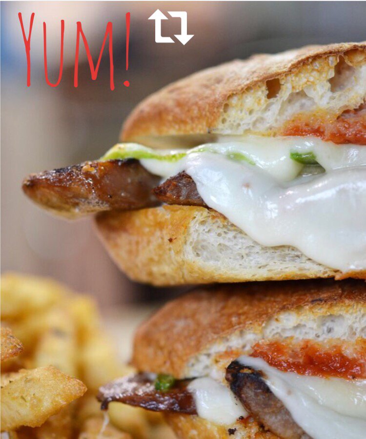 Pile the cheese on our crispy grilled  sausages in our sausage parm hero with fresh sliced green peppers, onions, and fresh marinara sauce and lots of cheese!!! #singas1967 #singasmorrisville #singasfavpics #sausageparm #instafood #foodbazaarlic #foodporn #