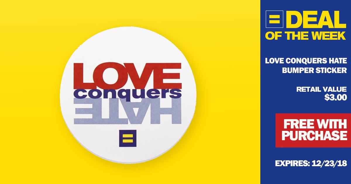 Deal Of The Week: Love Conquers Hate Bumper Sticker!