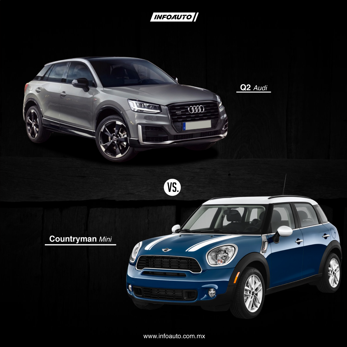 InfoautoMx's tweet photo. El Audi Q2, con su diseño progresivo y su versatilidad con la más alta tecnología a bordo. Contra el Mini Countryman, con un diseño solido, con atracción integral y sus 5 plaza de espacio
#MiniCountryman #AudiQ2 #Infoauto 
Busca y compara en 
👉🏻 https://t.co/if5rSQfvQz👈🏻 https://t.co/h9TBrlOoCv