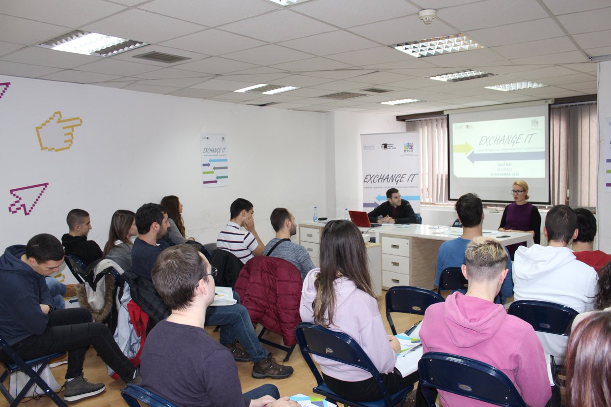 NGOLibero's tweet photo. ExchangeIt Info Day was held in Belgrade this Tuesday. We presented our guide "ExchangeIt - Towards regional reconciliation and cooperation" which is created for organizations and institutions that want to organize successful youth exchanges. @KYLKosova @RYCOwb https://t.co/lgambeVocX