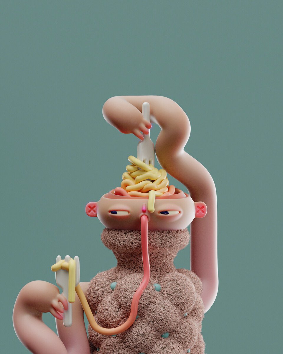 untitledarmy's tweet photo. Food for thought. 🍝
.
.
.
.
#mgcollective #characterdesign #xuxoe #plsur #howiseedatworld #art #artselect #toy #toyart #design #eyes #3d #cg #octanerender #maxon #cinema4d #lucidscreen #artwork #digitalart #artistsoninstagram #oddlysatisfying #render #fubiz #ideafixa #rendering https://t.co/UncHFWEGeP