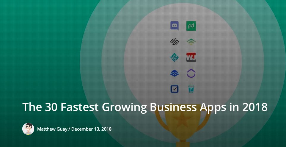 anchrby's tweet photo. Interesting read from the @zapier blog by @maguay on the top apps of 2018 from an integration growth viewpoint. Nice ideas on the connectivity between apps eliminating repetitive mundane tasks for humans. Make the computers do it? Music to our ears! Read > https://t.co/PK8O82290o https://t.co/FJUAfu0h9F