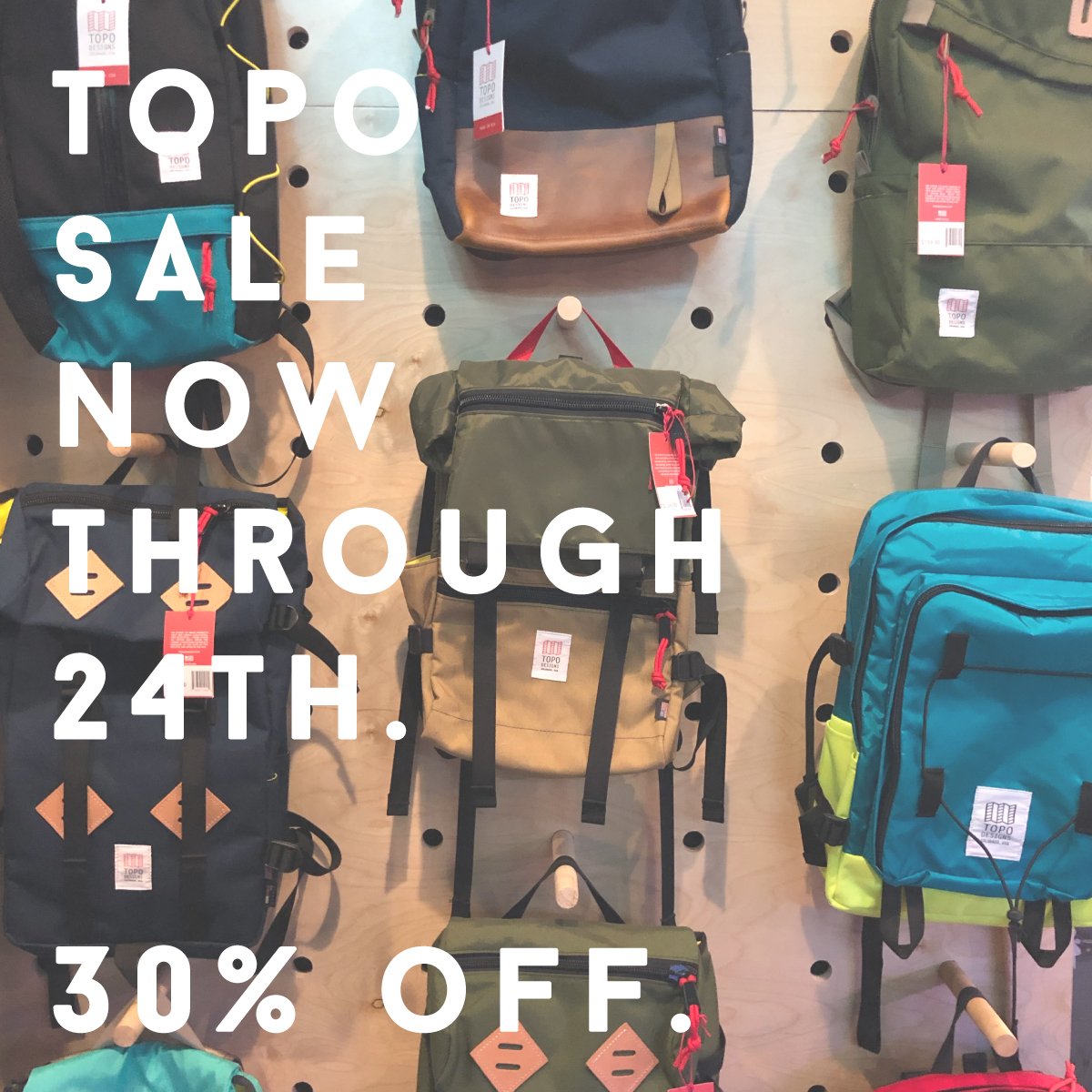 TOPO SALE happening now !
so stop in &amp; snag anything too for 30% off.
these backpacks are definitely the best way to wrap any other gift ;)
PLUS they have a lifetime guarantee. so basically - this is a gift for someone's whole life.
#rockfordartdeli #stayrad #livehappy #beyou