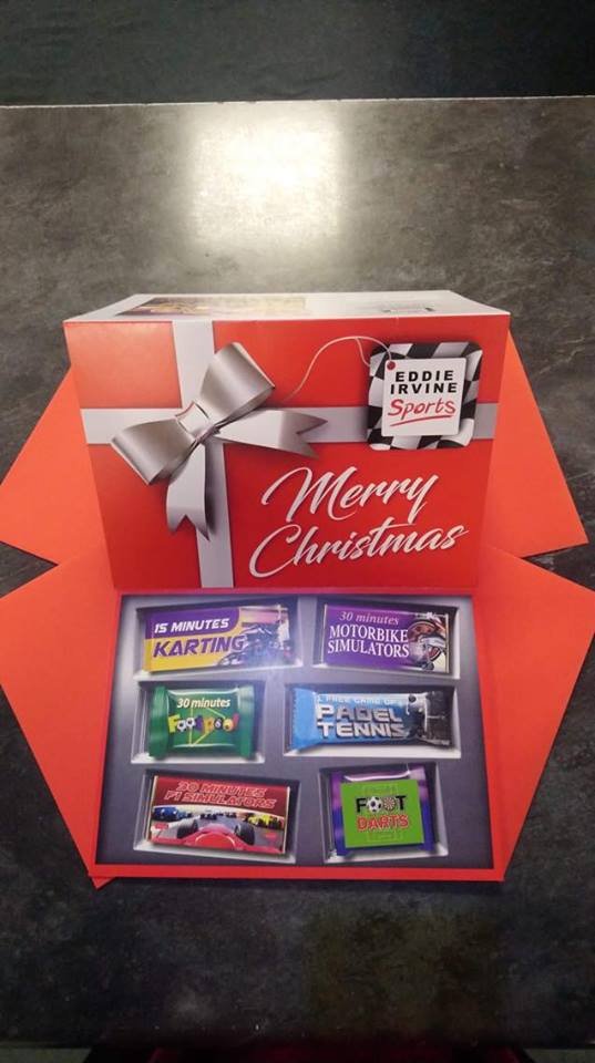 6 days until Christmas! Struggling for that last minute gift? Grab a Selection Box voucher from Eddie Irvine Sports. Call 02891451457 for more info or visit our website to order!