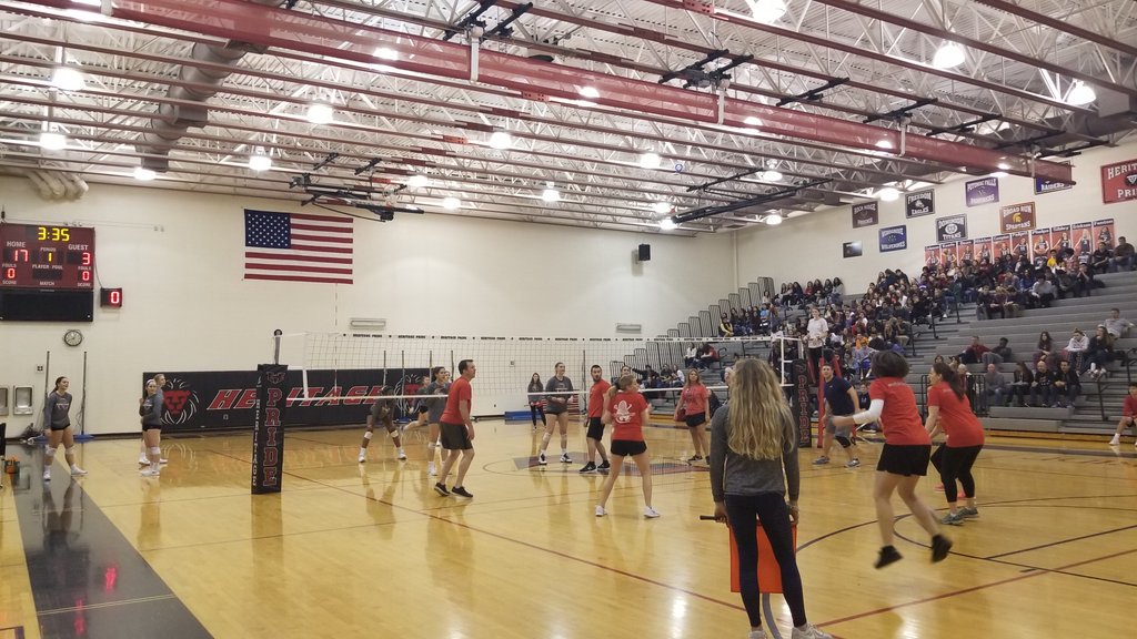 Heritage Annual faculty-student volleyball game to benefit students and families in need, sponsored by <a href="/HHS_PLP/">Heritage PLP</a> and <a href="/chiikfila/">chikfila</a> Leesburg! #chikfilaleaderacademy #doogooddecember #hhsmaketodaycount #lcps19