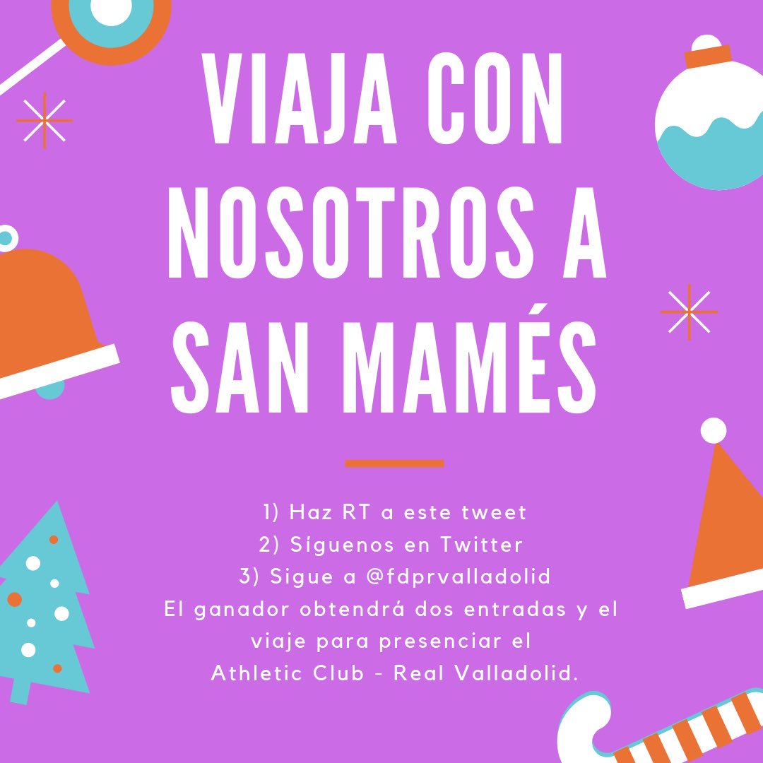 realvalladolid's tweet photo. 🍀💜 ¡Anima al Pucela en San Mamés! Participa en el concurso antes de mañana a las 19,00 horas ¡Puedes ganar viaje y dos entradas gracias a la Federación de Peñas!

👉🏻 Haz retweet
👉🏻 Sigue a @realvalladolid
👉🏻 Sigue a la @fdprvalladolid 

#pucela #AthleticRealValladolid https://t.co/sQTInzkd6m