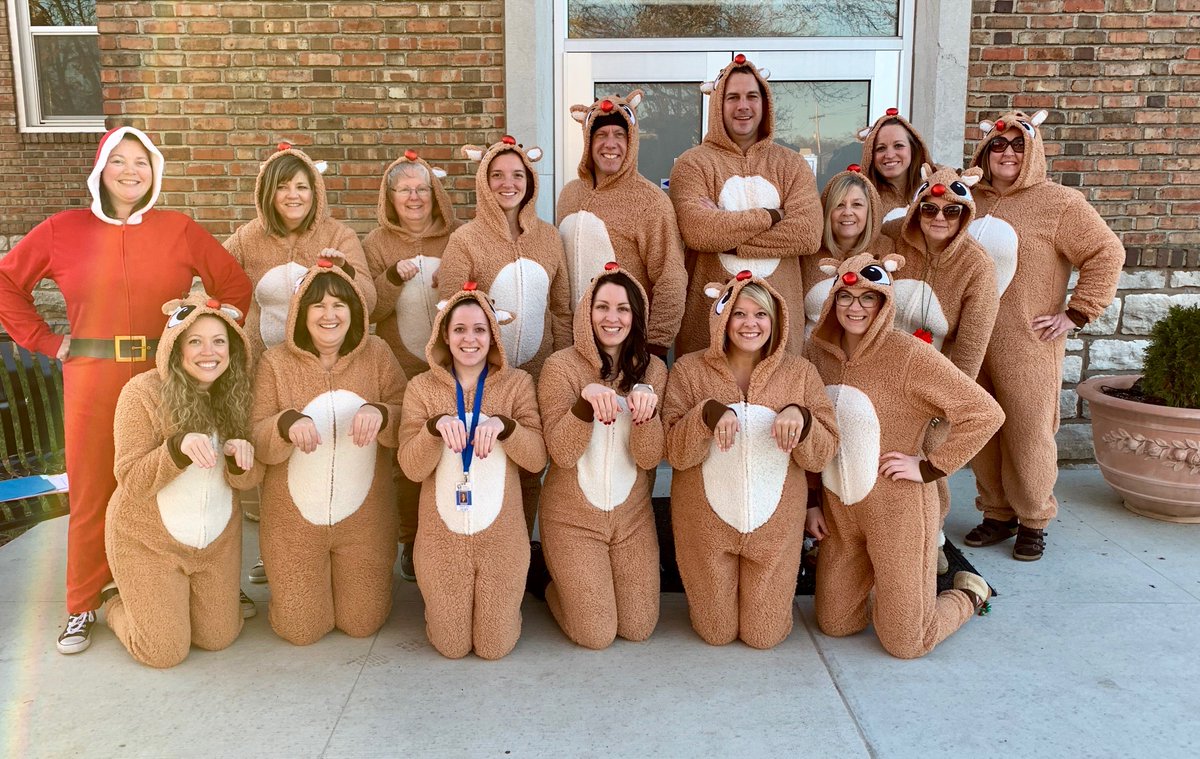 Spotted near Broadway, a herd of reindeer at Grant School!