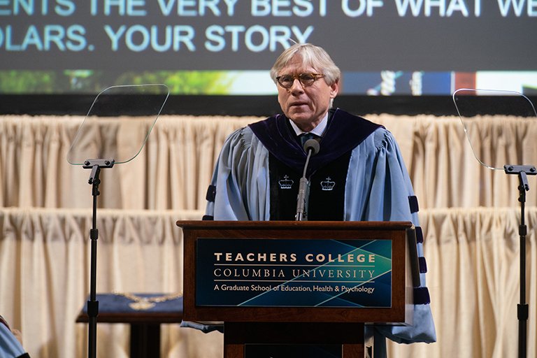 TeachersCollege's tweet image. “Education is where it’s at, and you at Teachers College are where it’s at,” said @Columbia President Lee Bollinger during his remarks at #TCInauguration. Watch Bollinger’s address reflecting on TC’s global impact here: bit.ly/2GvVpEf