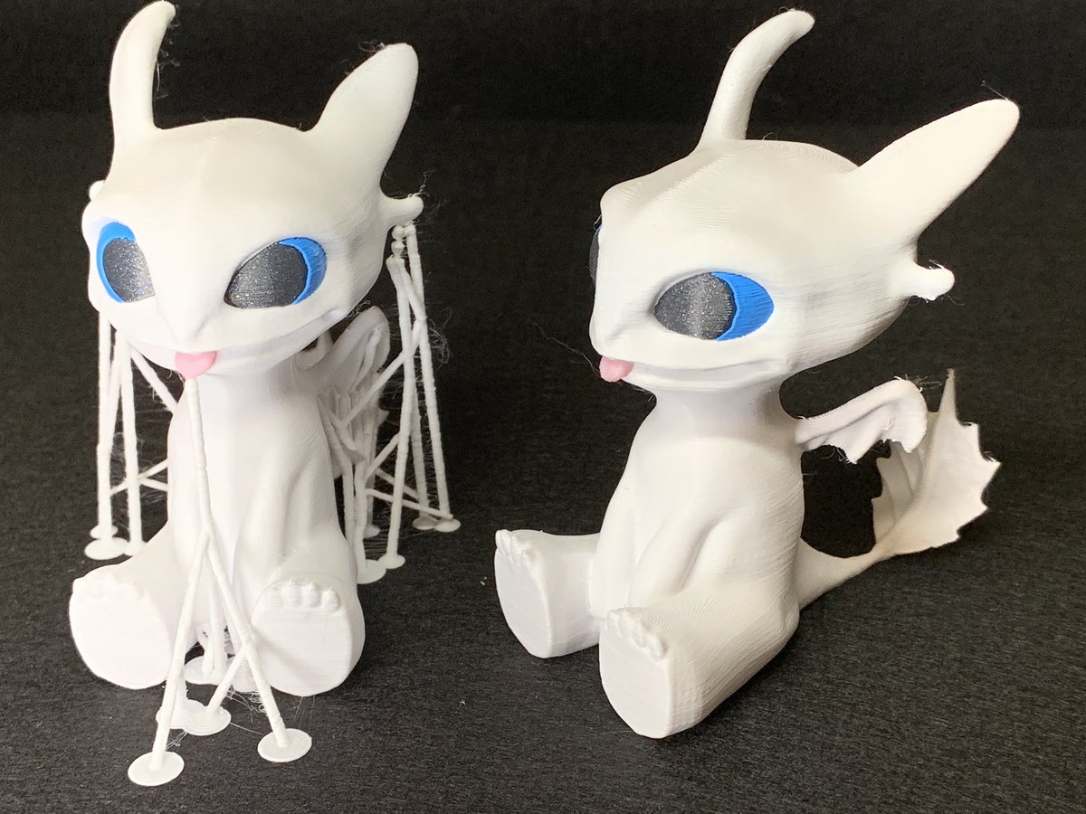 GreyBeard_3D's tweet photo. My niece asked for a Toothless, however I decided to suprise her with a Light Fury from the upcoming movie. Thank you to the original designer @henryqiu19 and the modders. @microcenter white, @AIORobotics pink, @Materio3D Azure, @Fiberlogy_3D Vertigo. https://t.co/s5GuGRMxCG