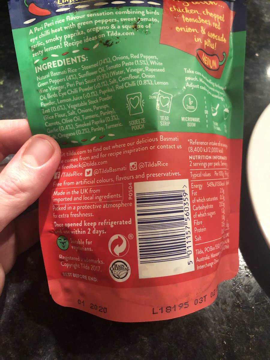 r_mccrindle's tweet photo. @TildaChef gone off rice and the expiry date isn’t until 1/2020! Unacceptable !!!! https://t.co/yM8SHc54Qk
