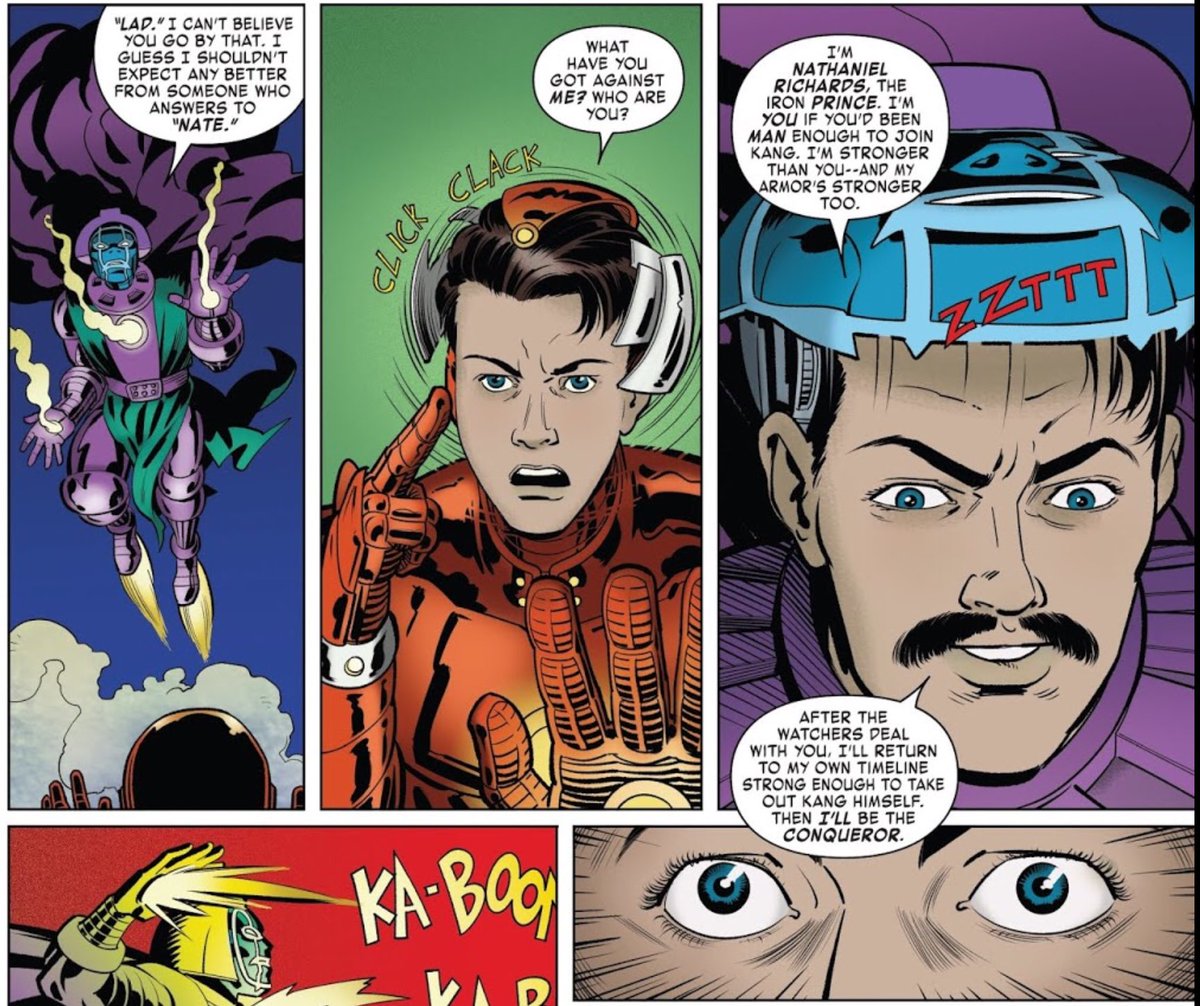 In THIS month’s Exiles, the team fights their attempted replacements, which are all gender swapped versions of their archetype and, hey, look who Iron “Lad” is fighting...