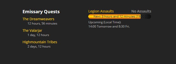 Wowhead💙 on "The Legion World Quest and Assault Timers are back on Wowhead! We have created special pages for all the information you could possibly want about Legion World Quest content.