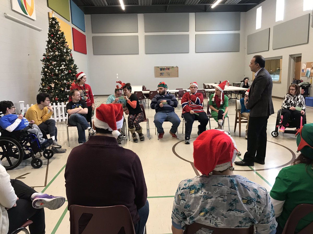 AIMkitchener's tweet photo. Getting festive with our local MP, @RajSainiMP ! Thanks for making things merry and bright! 😊👍🏾🎄
.
.
.
.
#AIM #AdultsInMotion #AIMazing #AIMkitchener #AIMcambridge #RajSaini #localMP #Kitchener #community https://t.co/R0iJ4YJNy1