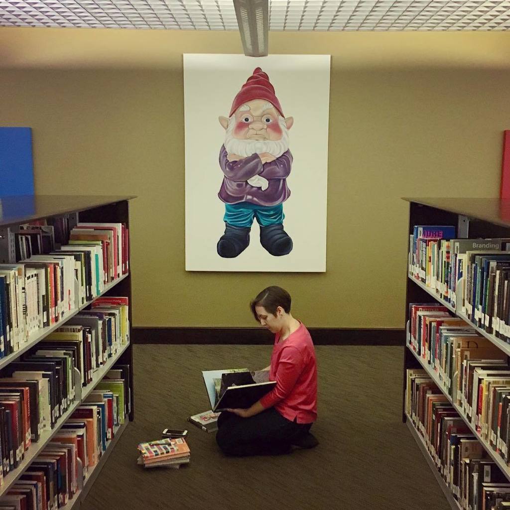 RVtoFreedom's tweet photo. The Gnome is not pleased with these old people in the student library. #scadalumni https://t.co/GE6KDQ99Oc https://t.co/IOPjhp0juj