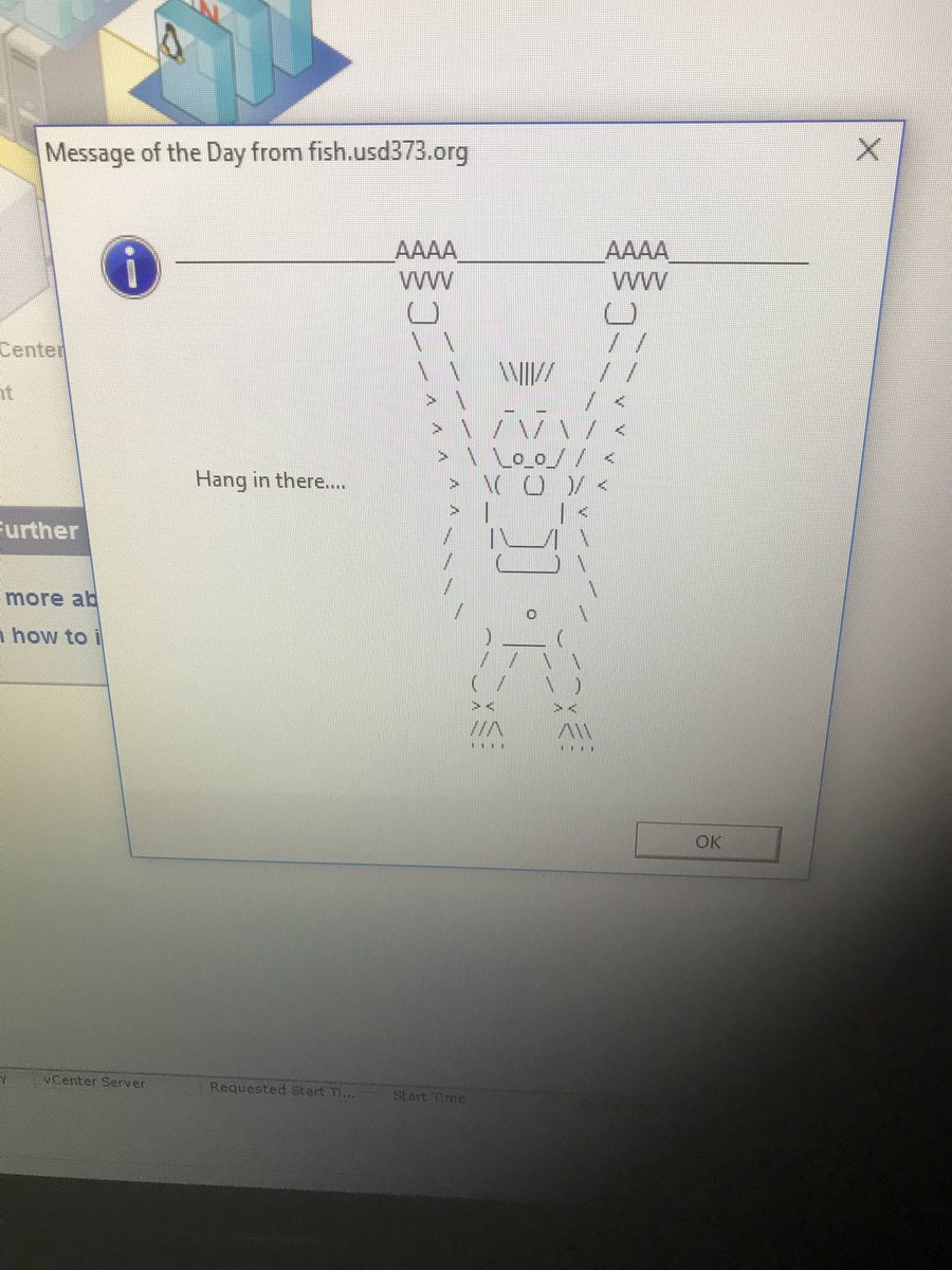 IT_guy8706's tweet image. Ah good ol’ Vsphere welcome notes! #NetworkProblems
