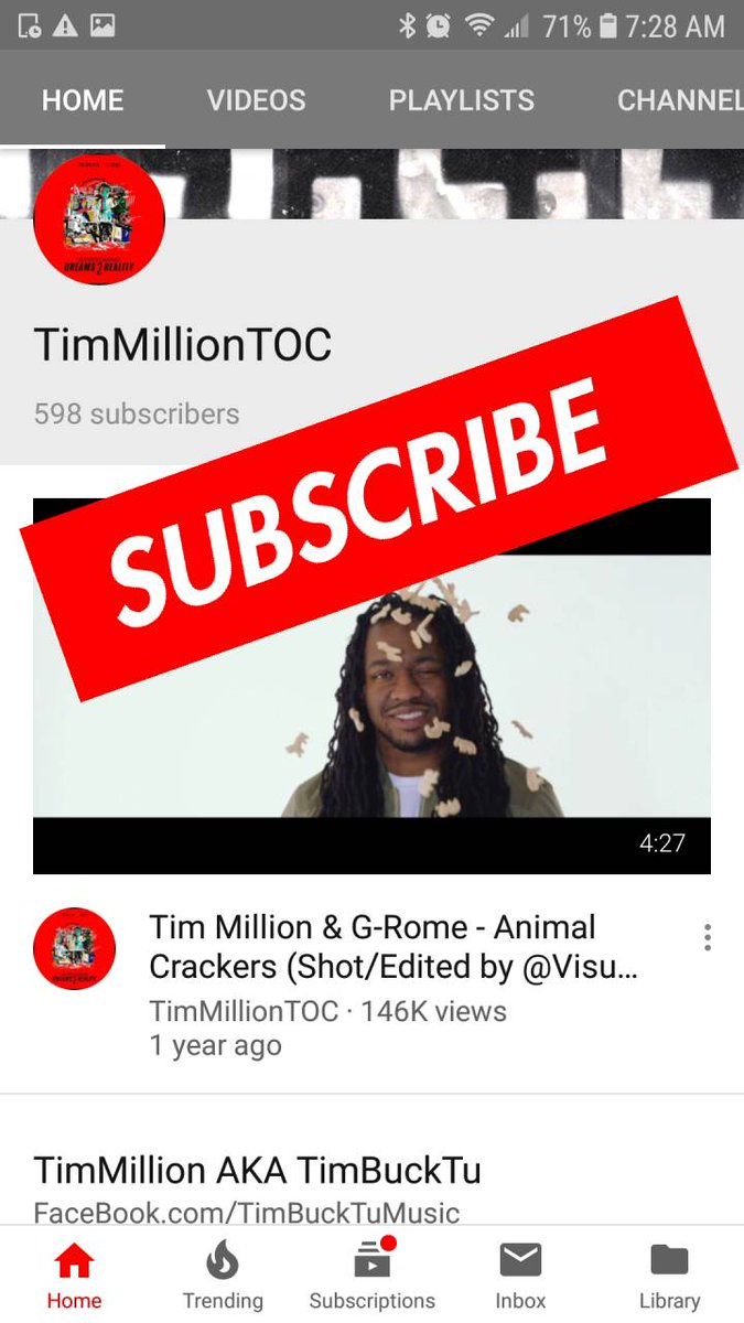 TimMillionTOC's tweet photo. I need yall to #subscribe to my #youtube channel.
https://t.co/U5XelT5kMe
MillionDollaDreams #hiphop #rapper #TOCNATION #Dreams2Reality #Millionaires #TimMillion # https://t.co/pI1PuUpfk4