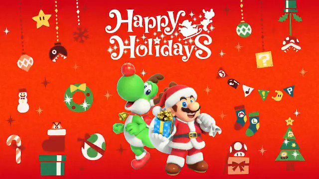 Looks like Mario and Yoshi are spreading some holiday cheer! #HappyHolidays from Nintendo!